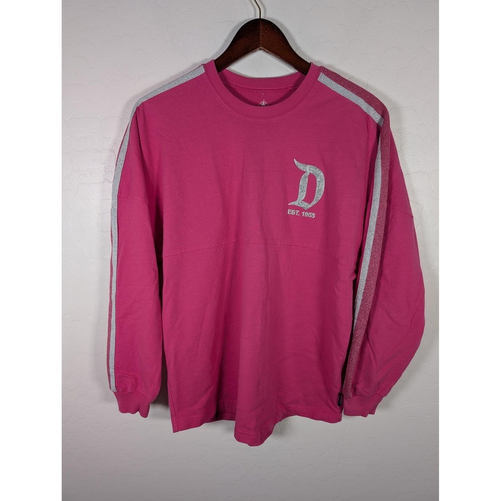 Disney Parks Disneyland Spirit Jersey Shirt Womens Small Pink Glitter Logo